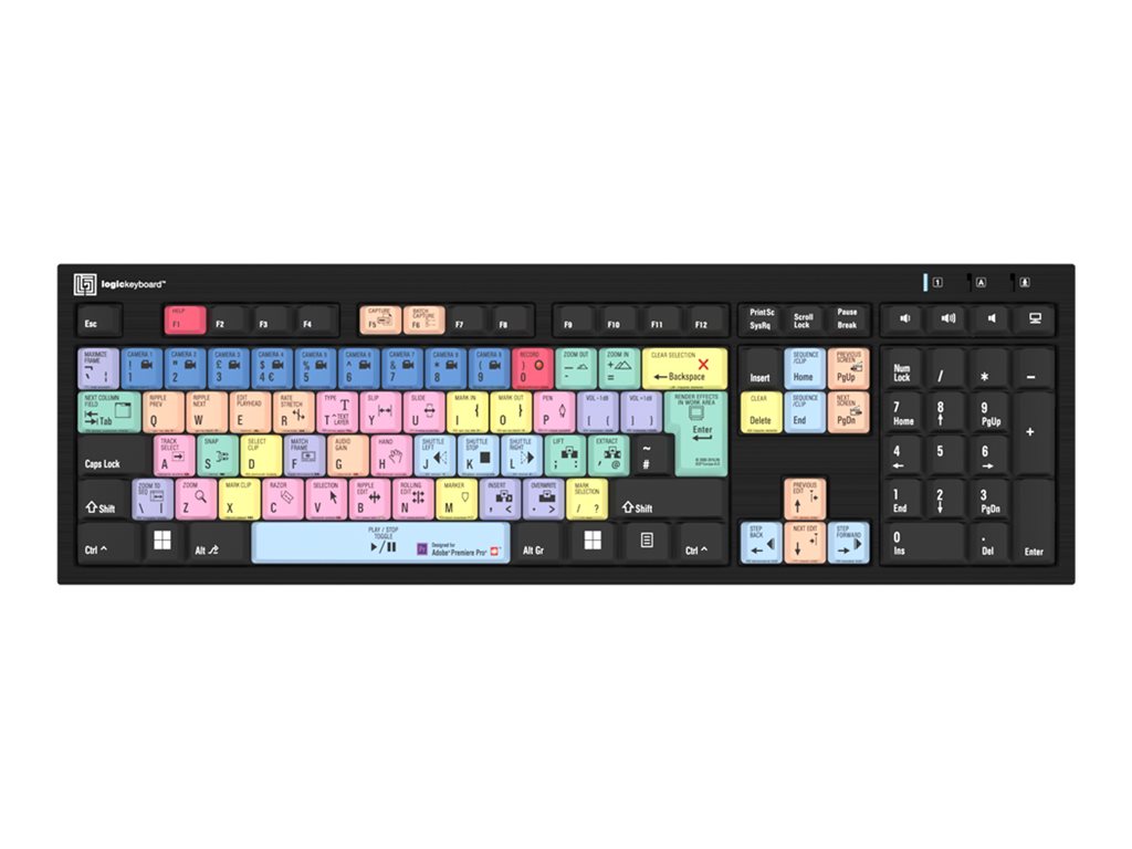 An image of LogicKeyboard Adobe Premiere Pro CC Nero Slim Line - keyboard - Windows - QWERTY - UK - black Input Device