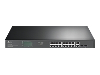 TP-Link JetStream TL-SG1218MP - V1 - switch - 16 x 10/100/1000 (PoE+) + 2 x 10/100/1000 + 2 x combo Gigabit SFP - rack-mountable - PoE+ (250 W)
