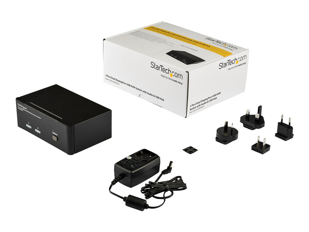 StarTech.com Dual Monitor DisplayPort KVM Switch - 2 Port - USB 2.0 Hub - Audio and Microphone - DP KVM Switch (SV231DPDDUA) - přepínač KVM / audio - 2 porty – foto 5