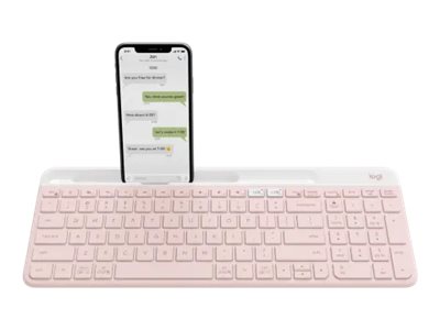 Logitech Slim Multi-Device K580 keyboard rose Input Product shot Right-angle 79250