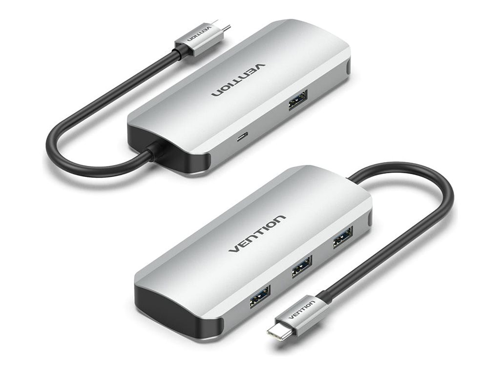 Vention TNF-KR hub USB-C RJ-45 0.15 m aluminium alloy type 5 Product shot Multi-angle 78800
