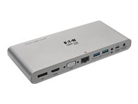 Eaton Tripp Lite Series USB-C Dock, Triple Display - 4K HDMI/DisplayPort, VGA, USB 3.2 Gen 1, USB-A/USB-C Hub, GbE, 100W PD Charging, International Power Cables USB-C 3.2 Gen 1 / Thunderbolt 3 Dockingstation
