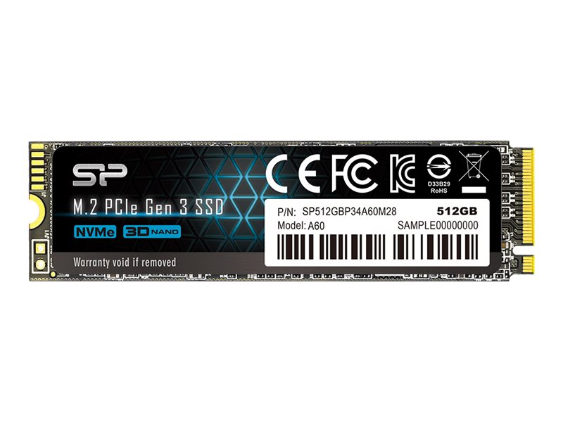 Dysk SSD Silicon Power A60 512GB PCIe Gen3x4 NVMe (2200/1600 MB/s) 2280