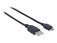 Manhattan USB-A to Micro-USB Cable, 3m, Male to Male, Black, 480 Mbps (USB 2.0), Hi-Speed USB, Lifetime Warranty, Polybag - U