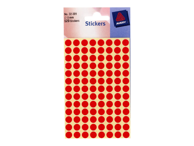 32-301 - Avery colour coding dot - 0.8 cm diameter - red (pack of 520 ...