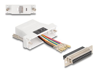 DELOCK D-Sub 25 Pin Buchse zu RJ45 Buchse Montagesatz weiß Adapter