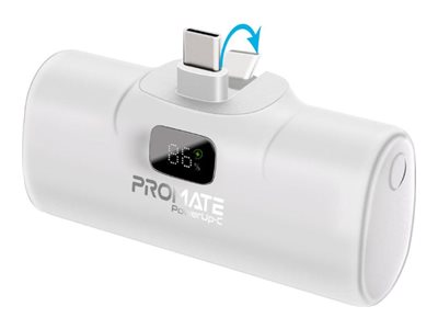 Promate PowerUp-C power bank ultra-compact Li-Ion 24 pin USB-C 20 Product shot Right-angle 79250