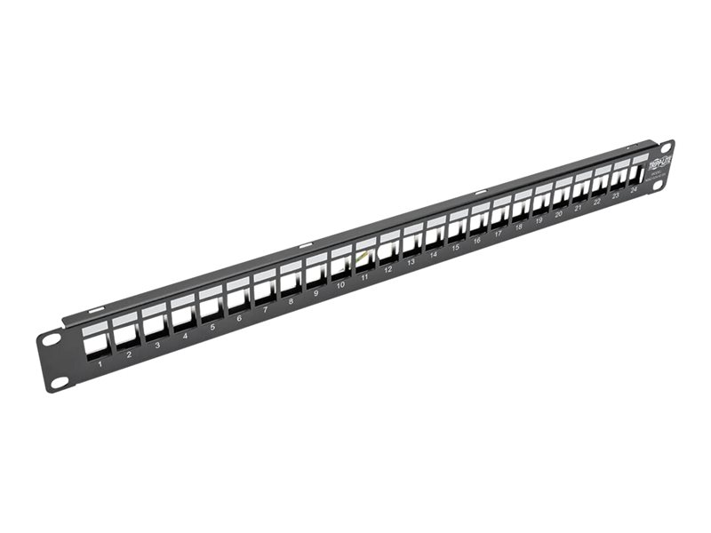 Eaton Tripp Lite Series 24-Port 1U Rack-Mount Shielded Blank Keystone/Multimedia Patch Panel, RJ45 Ethernet, USB, HDMI, Cat5e/6