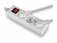 Multiprise 3 prises Schuko avec interrupteur, blanc