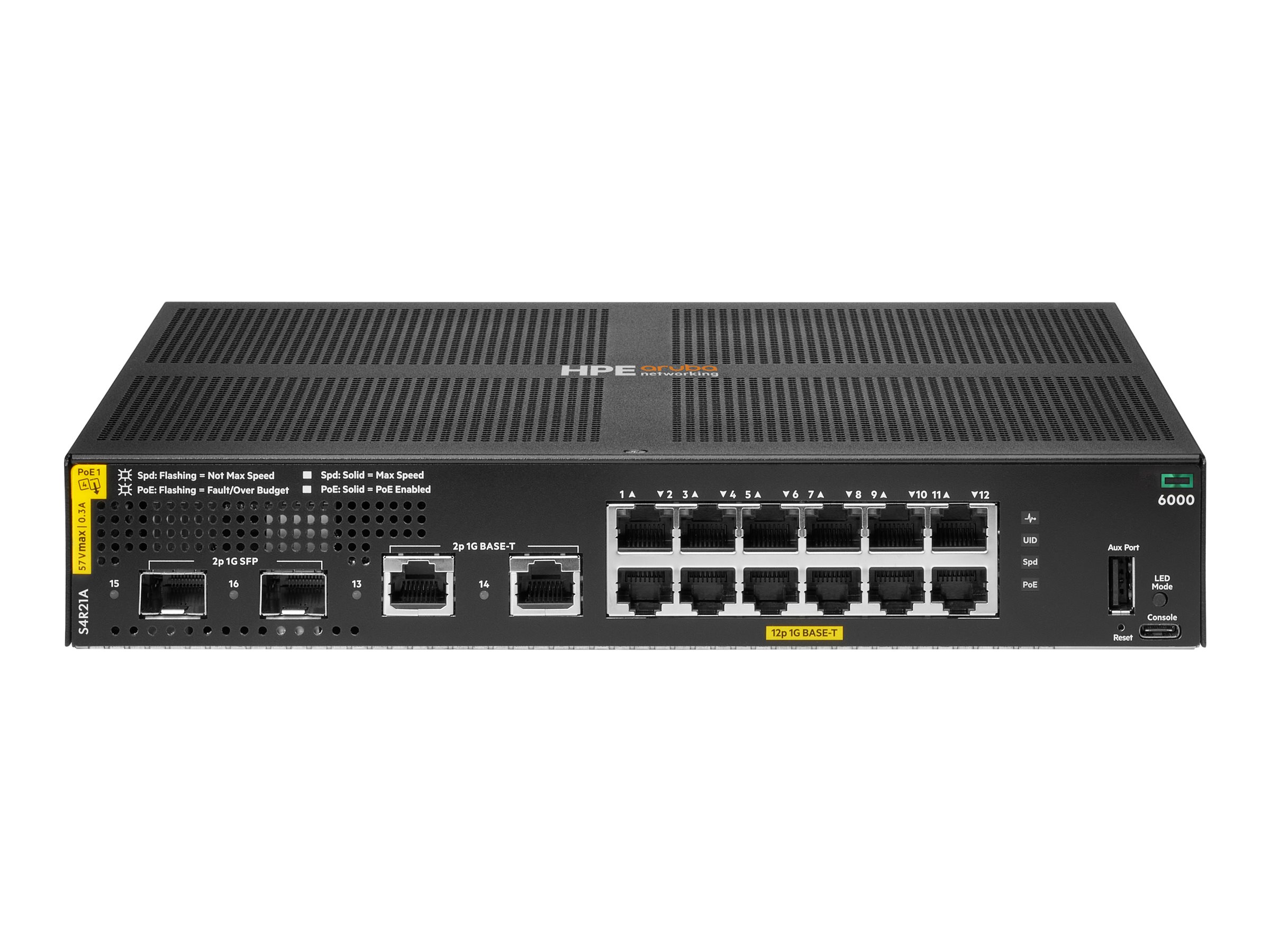 HPE Aruba Networking CX A6000 12p 10M/100M/1G Class4 PoE 2p SFP 1G 139W