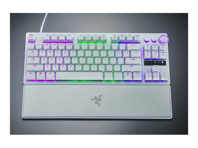 Razer Huntsman V3 Pro Tenkeyless keyboard 80% TKL QWERTY US white Input Usage / lifestyle Close-up 72101