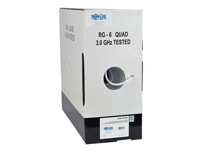 Tripp Lite 1000ft RG6/U Quad Shield CMR Rated Coaxial Cable White 1000'