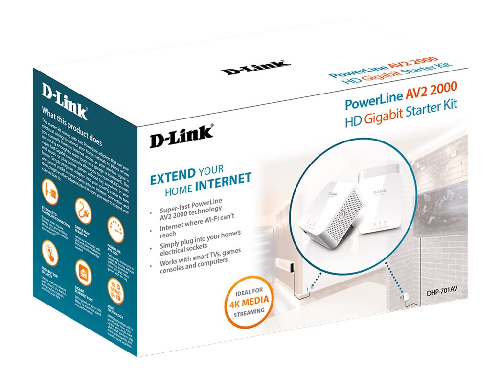 D-Link PowerLine AV2 1000 Gigabit Starter Kit - DHP-601AV – D-Link Systems,  Inc