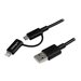 StarTech.com 1m (3 ft) Black Apple 8-pin Lightning Connector or Micro USB to USB Combo Cable for iPhone iPod iPad