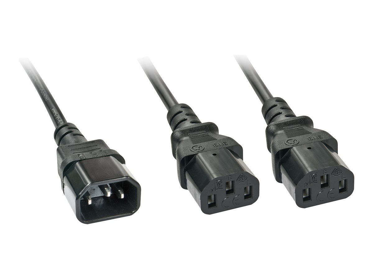 LINDY 2m IEC C14 to 2x IEC C13 Y Cable