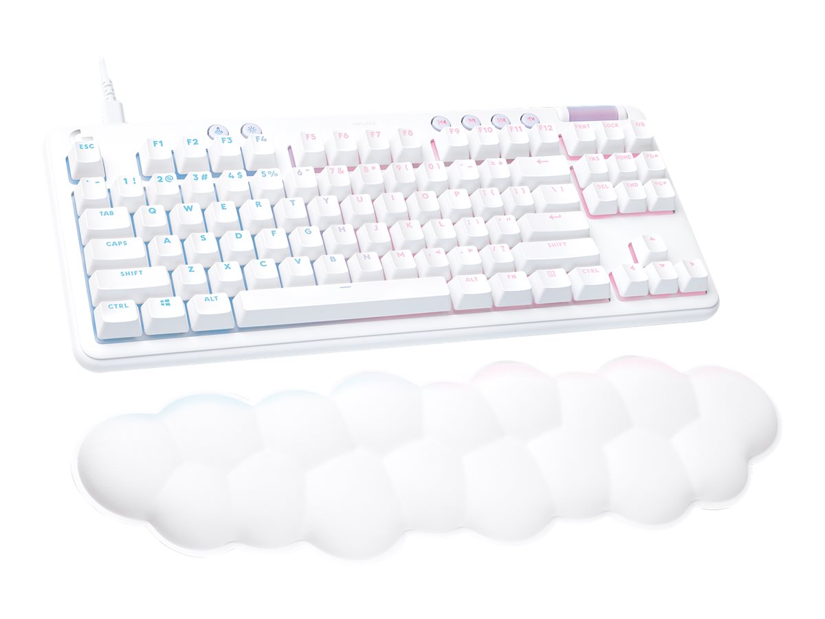 Logitech G713 Wired Gaming Keyboard, Clicky Switches (GX Blue), and Keyboard Palm Rest, White Mist - keyboard...