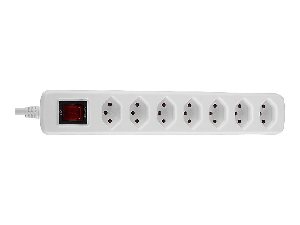 Multiprise 7 prises Suisse avec interrupteur, blanc