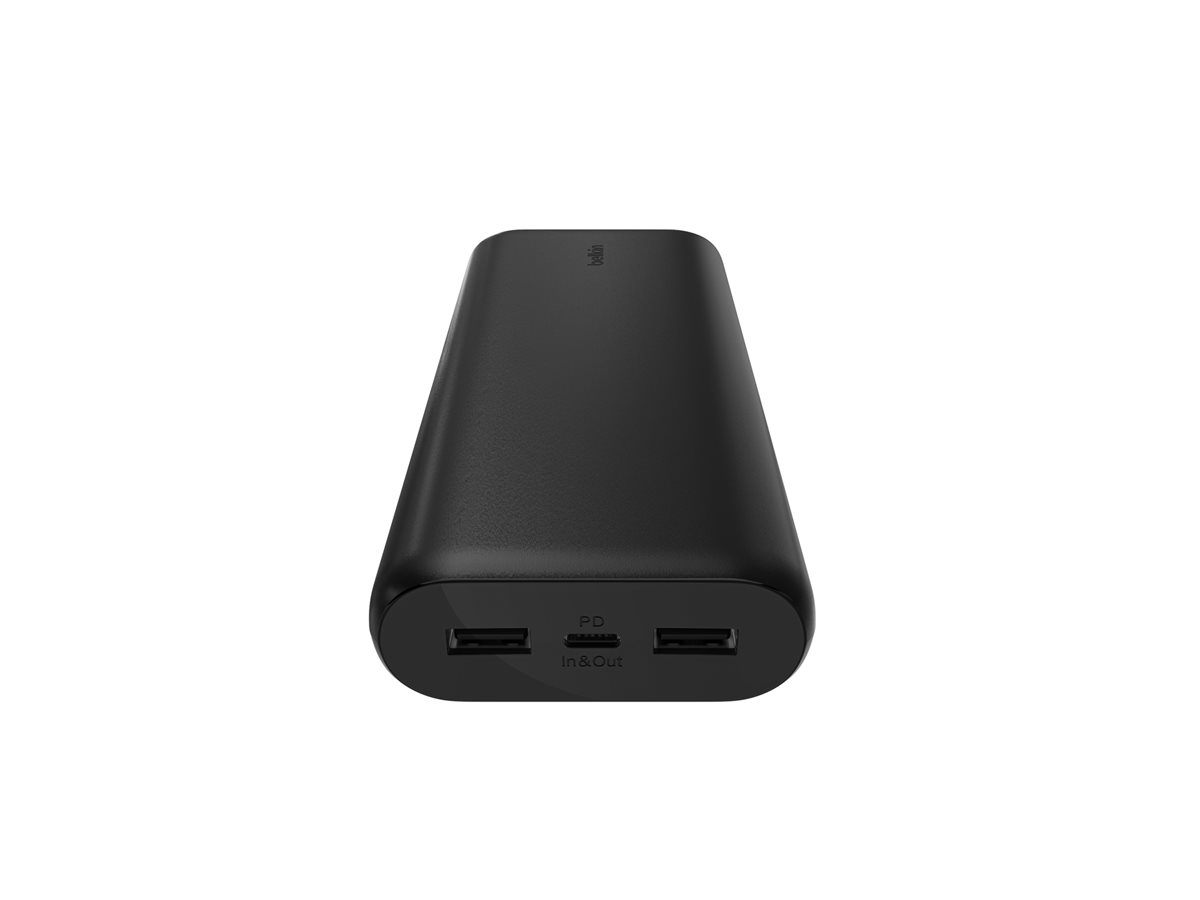 Belkin power bank USB-C 2 x USB 20 Product shot Left-angle 79750