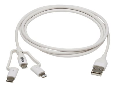 Tripp Lite Anti-bacterial Universal USB-A to Lightning, USB Micro-B and Cable, MFi Certified - 4 ft. (1.2 m) - USB cable - Lightning / USB 2.0 - 4 ft