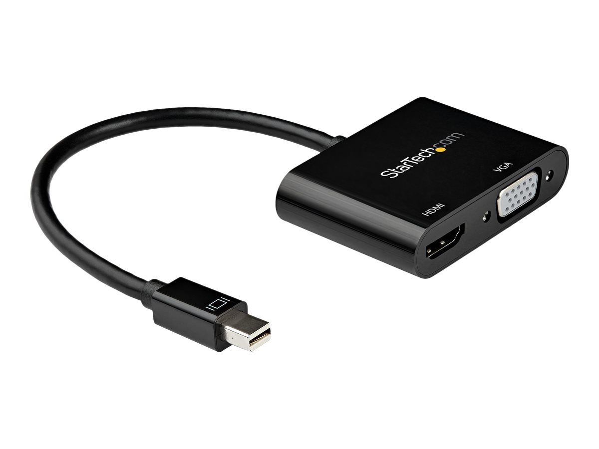 StarTech.com Mini DisplayPort to HDMI VGA Adapter, mDP 1.2 HBR2 to HDMI 2.0 (4K 60Hz) or VGA 1080p Video Converter Dongle, Mini DP to HDMI or VGA Monitor Adapter, Thunderbolt 2 Compatible