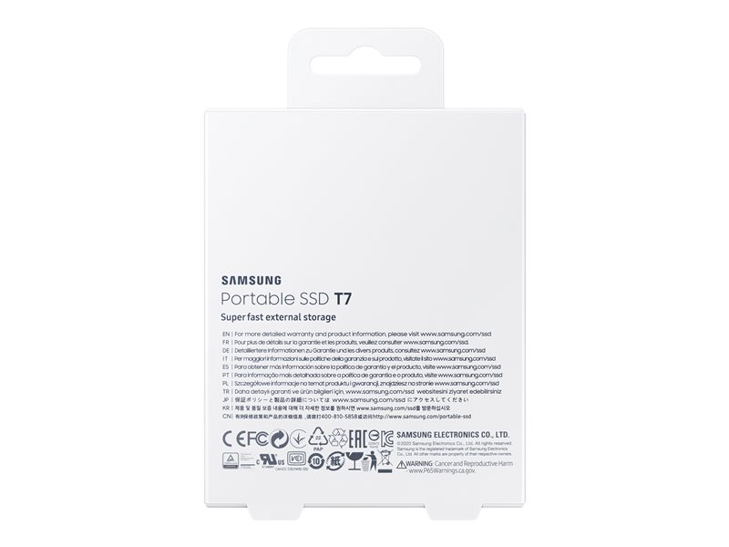 Samsung T7 MU-PC1T0T - SSD - verschl?sselt - 1 TB - extern (tragbar) - USB 3.2 Gen 2 (USB-C Steckverbinder)