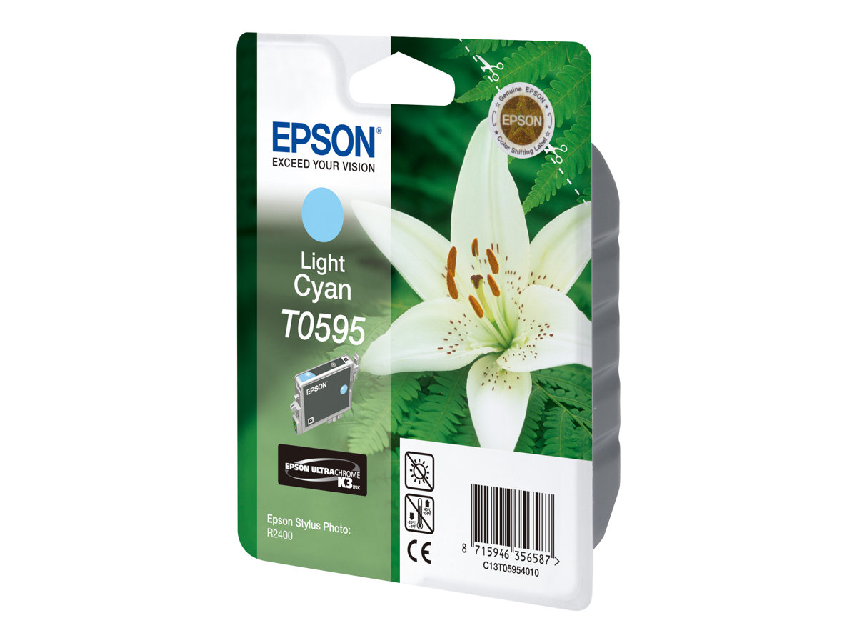 Epson T0595 light cyan original ink Package view Back 78877