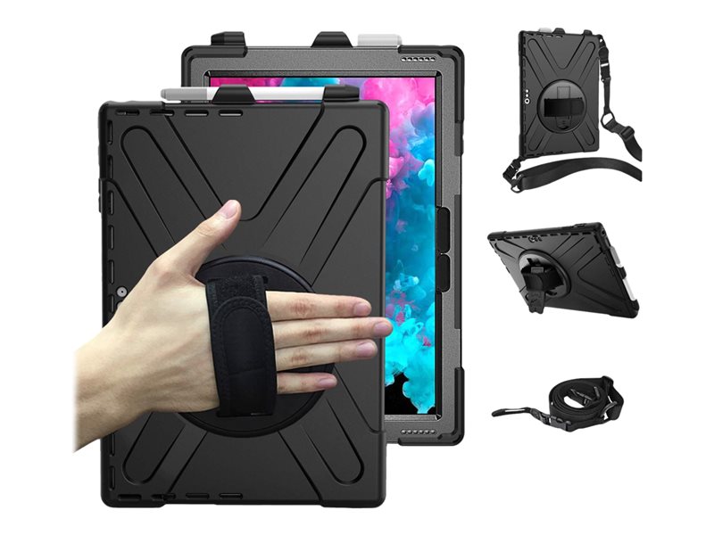 Coque Protection Tablette Doogee G6 Avec Dragonne Et Support - Noir - Fine Et Anti-chute