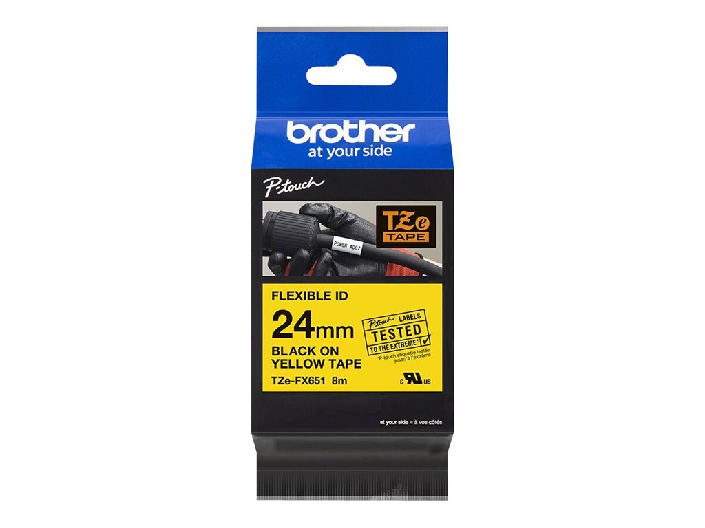 Ruban TZ laminé flexible 24mm Noir/Jaune