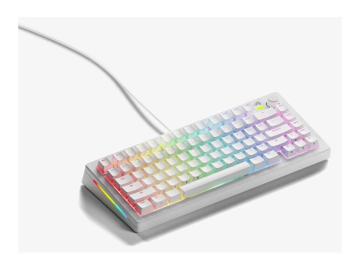 Glorious GMMK3 keyboard prebuilt 75% QWERTY English white Input Product shot Left-angle 79750