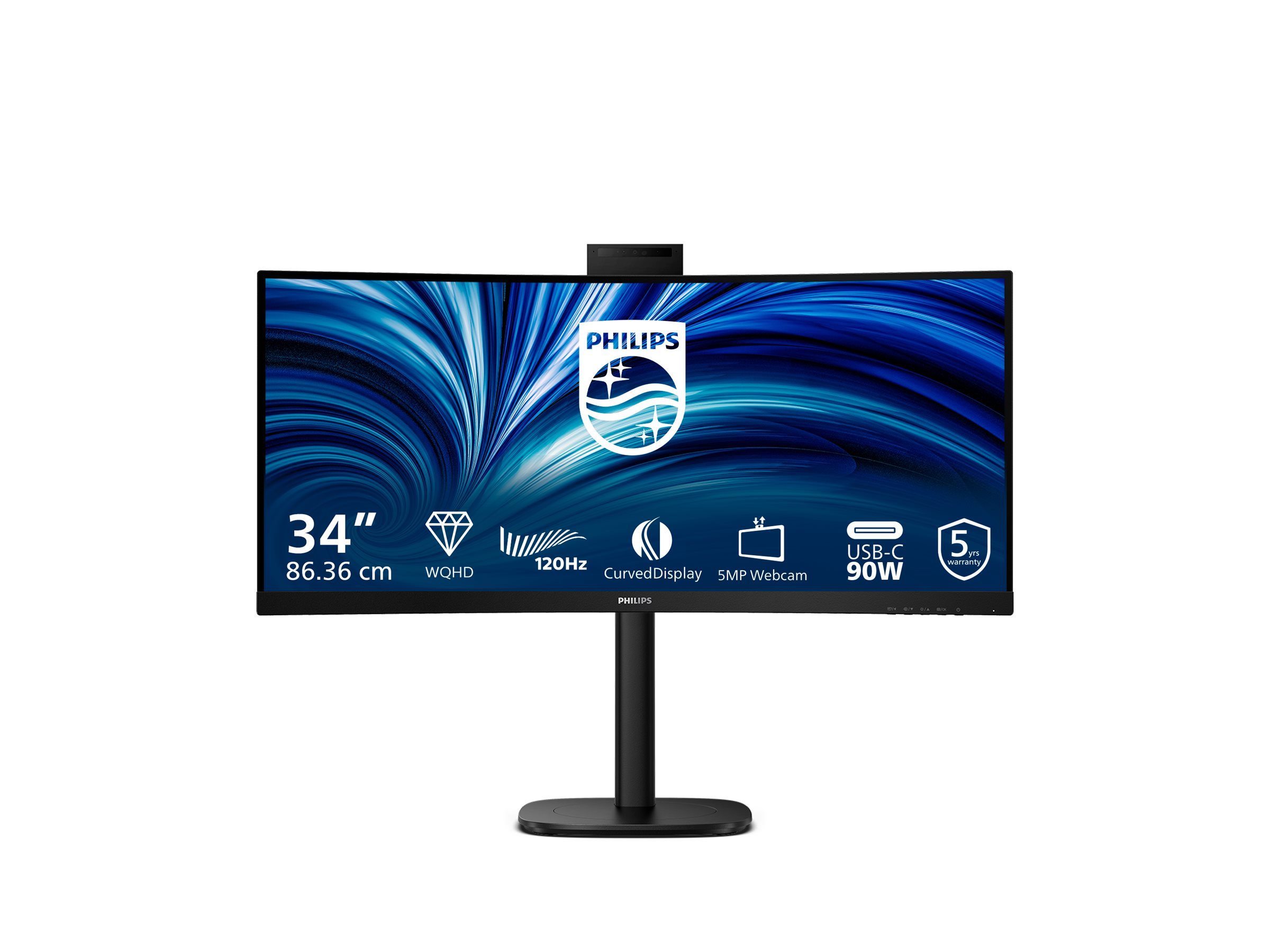 An image of Philips 34B2U3600CH - 3000 Series - LED monitor - curved - 34" - HDR