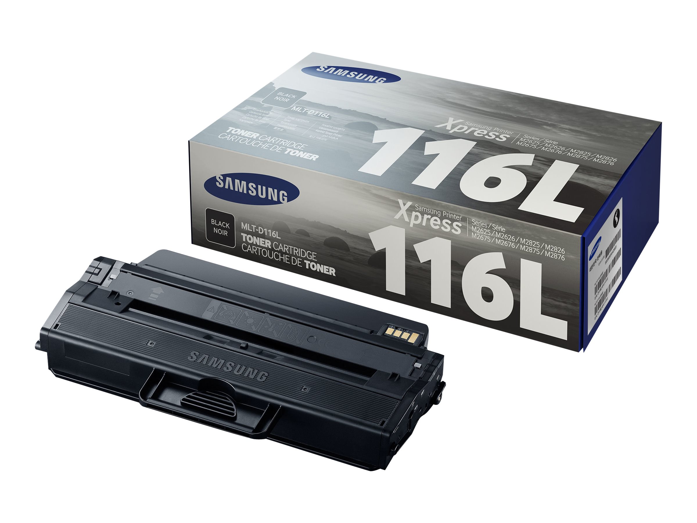 HP MLT-D116L High Yield black original toner cartridge Product shot Right-angle 80000