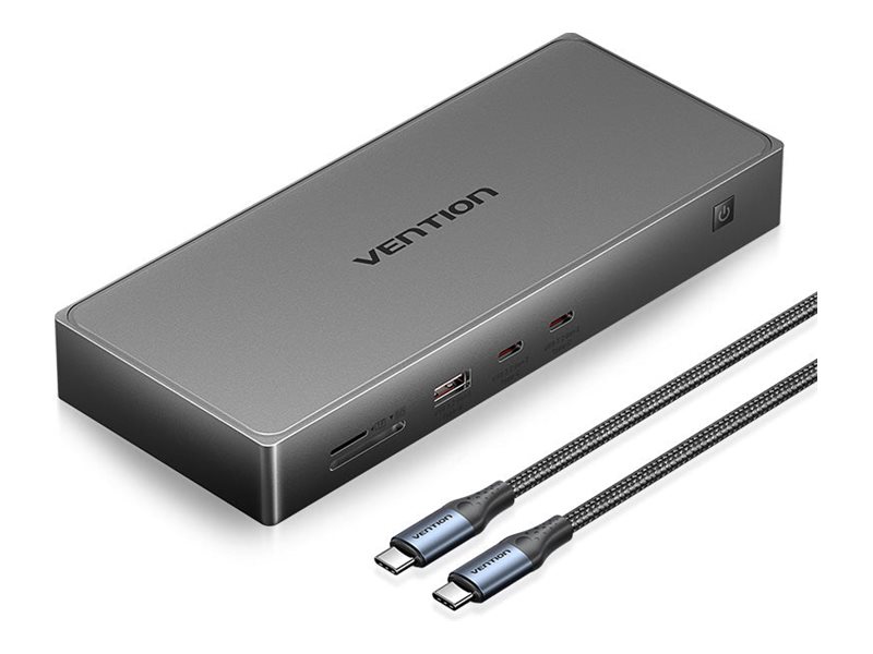 Vention docking station USB-C HDMI DP USB-C Product shot Left-angle 79450