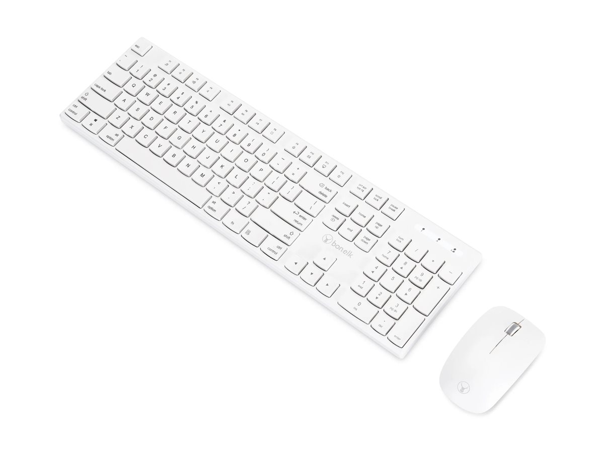 Bonelk KM-314, keyboard and mouse set, Slim full size, white Input Device