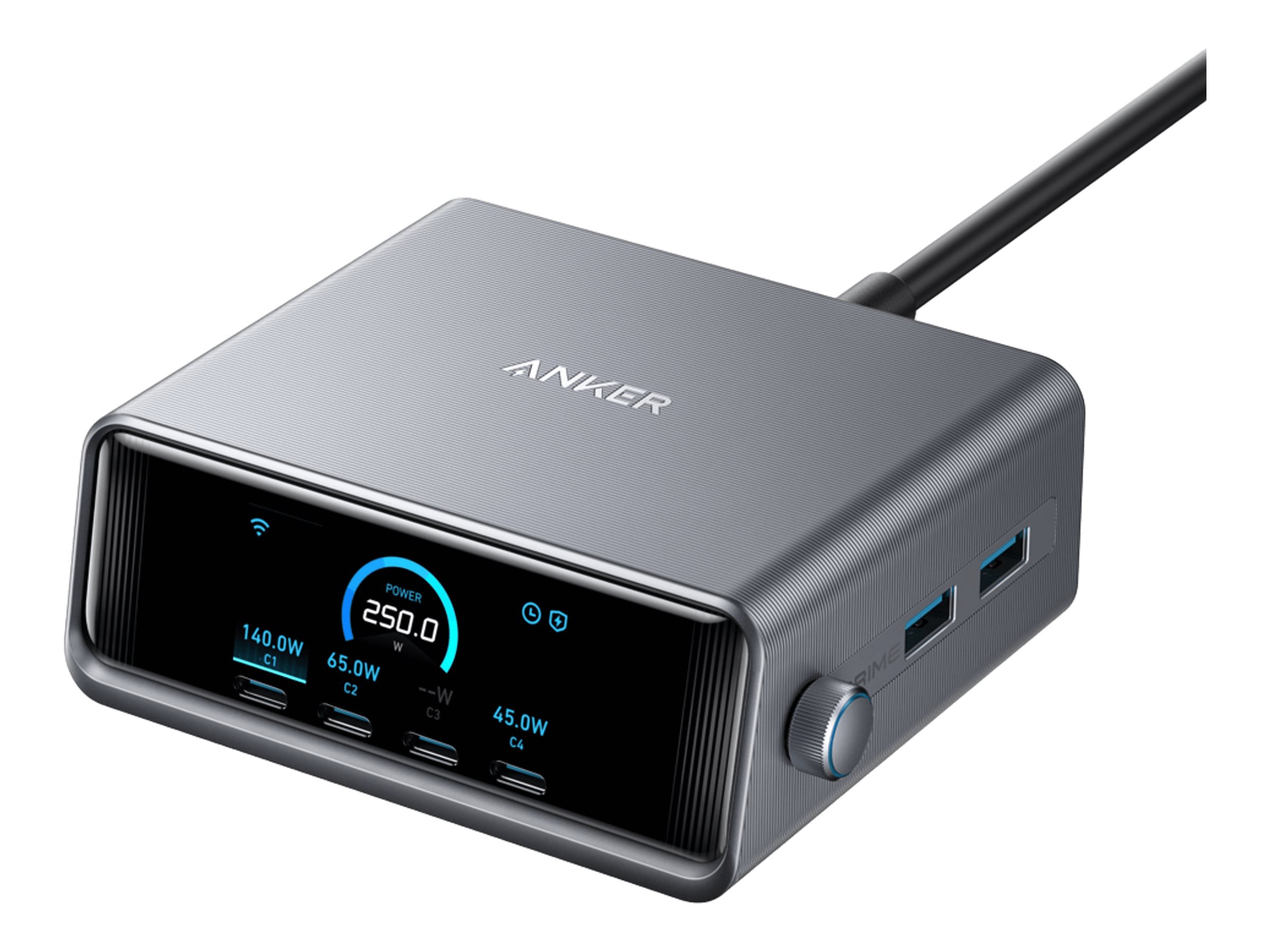Anker Prime charging station GaNPrime 250 Product shot Right-angle 80000