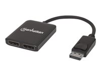 Manhattan DisplayPort 1.2 to 2-Port DisplayPort 1.2 Splitter Hub with MST, 4K@30Hz, USB-A Powered, Video Wall Function, Black