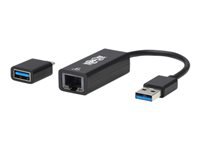 Eaton Tripp Lite Series USB-C, USB-A to RJ45 Gigabit Ethernet Network Adapter (2xM/F), USB 3.2 Gen 1, Black