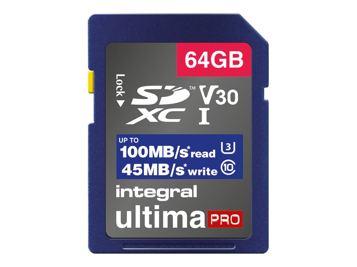 An image of Integral - flash memory card - 64 GB - SDXC UHS-I