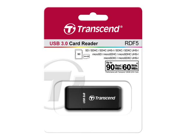 Transcend - Card reader (SD, microSD, SDHC, microSDHC, SDXC, microSDXC, SDHC UHS-I, SDXC UHS-I) - USB 3.0