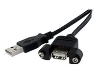 StarTech.com 1 ft Panel Mount USB Cable A to A - F/M - USB extension cable - USB (M) to USB (F) - USB 2.0 - 1 ft - molded, th
