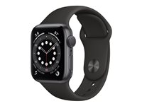 Apple Watch Series 6 (GPS) - rymdgrå aluminium - smart klocka med sportband - svart - 32 GB
