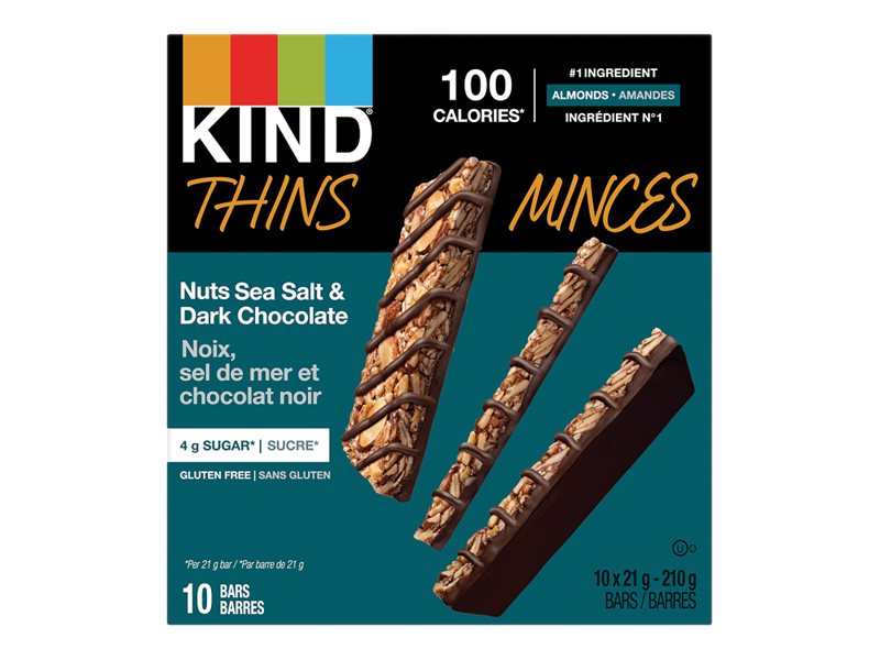 KIND Thins Bars - Nuts Sea Salt & Dark Chocolate - 10 x 21g