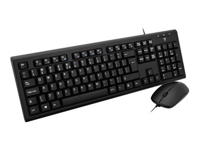 V7 CKU200UK - Keyboard and mouse set - USB - UK - black