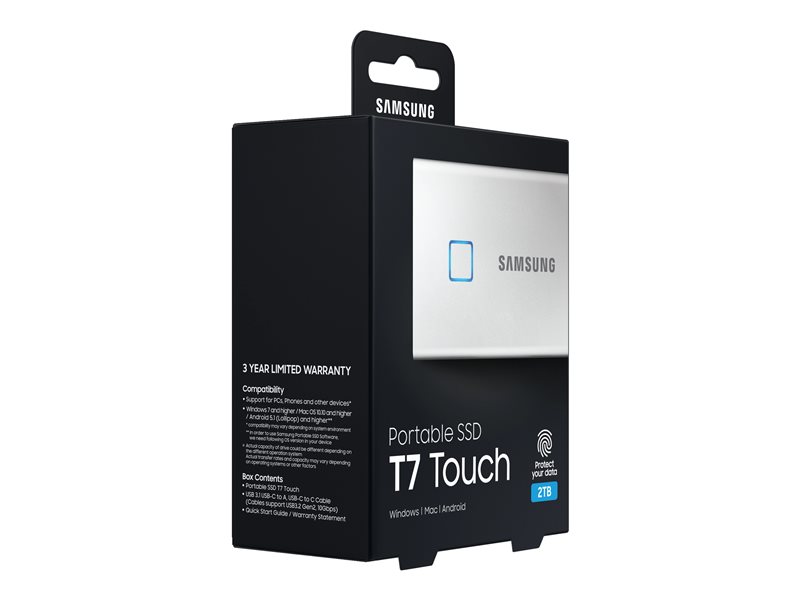 T7 Samsung SSD - Disque dur Externe SSD 2TB - T7 Touch (MU-PC2T0K)