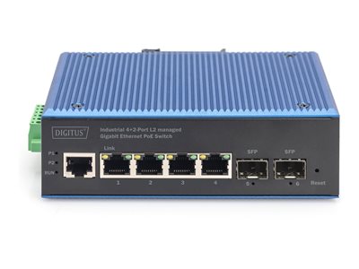 DIGITUS Switch 4+2-Port Ind. L2 managed Gigabit Ethernet PoE