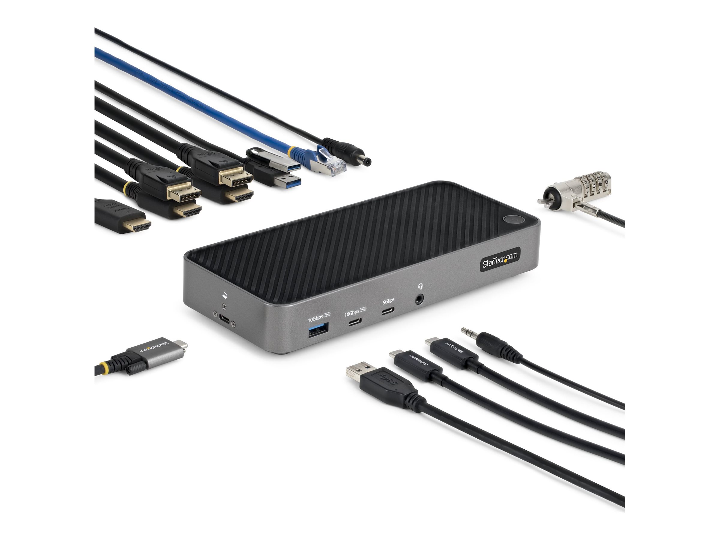 Startech USB-C Triple Monitor Docking Station, 2x HDMI and/or DisplayPort 4K 60Hz and 1x (HDMI 4K 30Hz), 5-Port USB 3.2 Gen 2 Hub, GbE, 100W USB Power Delivery