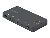 StarTech.com 2 Port Hybrid USB-A + HDMI & USB-C KVM Switch, Single 4K 60Hz HDMI 2.0 Monitor, Compact Desktop and/or Laptop HD