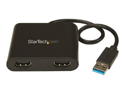 StarTech.com USB 3.0 to Dual HDMI Adapter, 1x 4K 30Hz & 1x 1080p, External Video & Graphics Card, USB Type-A to HDMI Dual Monitor Display Adapter Dongle, Supports Windows Only, Black - USB to Dual HDMI Adapter (USB32HD2)