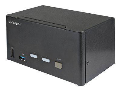 StarTech.com 2 Port Triple Monitor DisplayPort KVM Switch, 4K 60Hz UHD HDR, Desktop 4K DP 1.2 KVM with 2 Port USB 3.0 Hub (5Gbps) & 4x USB 2.0 HID Ports, Audio, Hotkey Switching, TAA