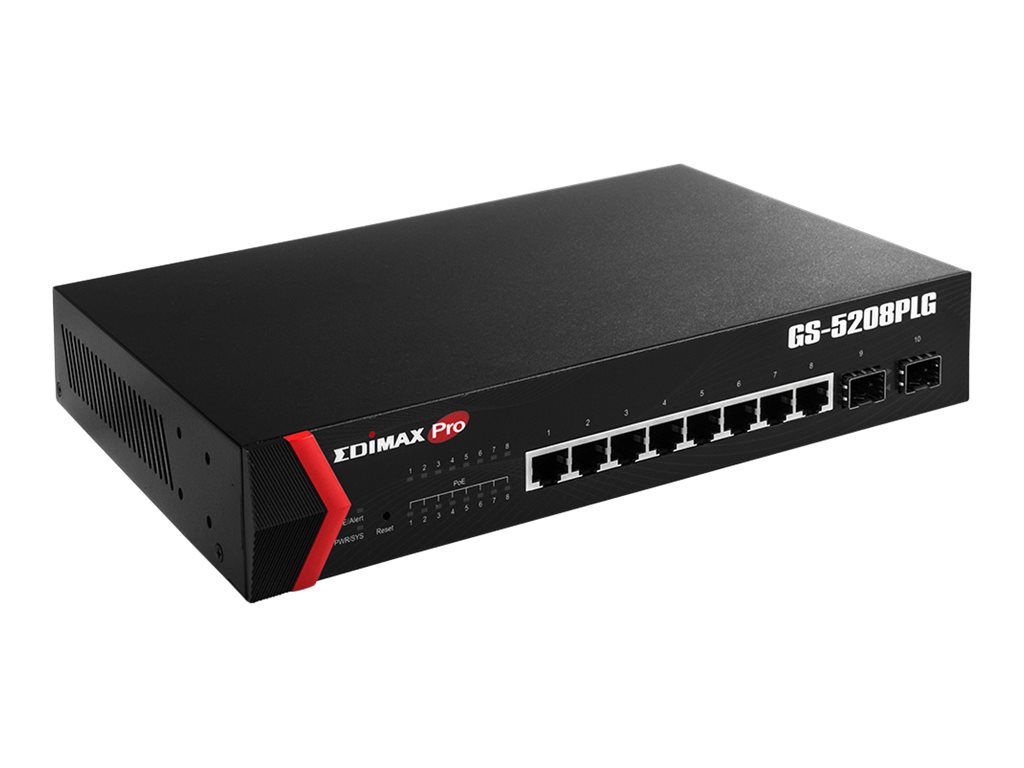 Edimax Pro GS-5208PLG V2 switch 8 ports smart Product shot Right-angle 79700