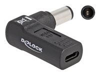 DeLOCK 24 pin USB-C (female) - Strøm DC jackstik 7,4 mm (ID: 5 mm) (male) Sort Strømforsyningsadapter